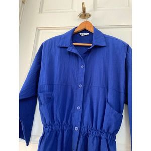 Vintage Dee California Jumpsuit Romper Royal Blue Rayon 80s Women’s Size